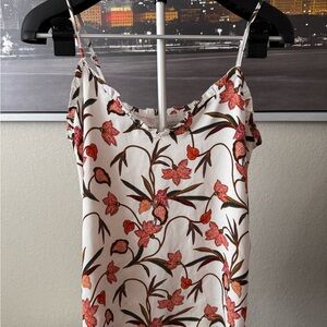 LOFT Red and White Floral Camisole